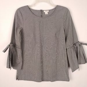 J. Crew XXS Bell Sleeve Top in Microgingham